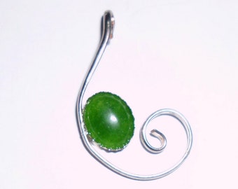 Pendant Jade- all solid 925 sterling silver ethical sources -USA- chain choices -  about 1.5", stone is 8x10 mm Green Natural Jade