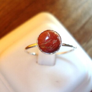 Red Jasper Ring 8mm on 16 ga sterling silver Rusty red orange custom made in your size 16gh image 2