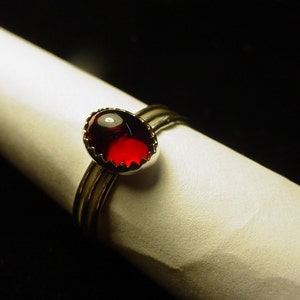 Blood Red Stacker - 3 skinny rings  - sterling silver - custom size  3, 4, 5, 6,6.5,6.25, 7, 8, 9, 10, 11, 12, 13, 14