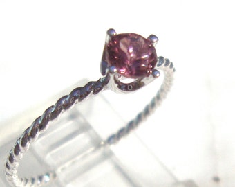 Ring Tourmaline Antique Pink in eco-friendly sterling silver with 4mm conflict free natural tourmaline - Custom Made in your Size