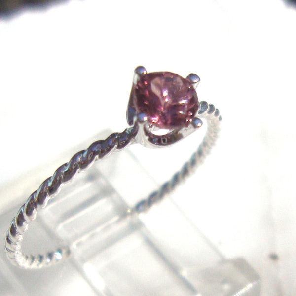 Ring Tourmaline Antique Pink in eco-friendly sterling silver with 4mm conflict free natural tourmaline - Custom Made in your Size