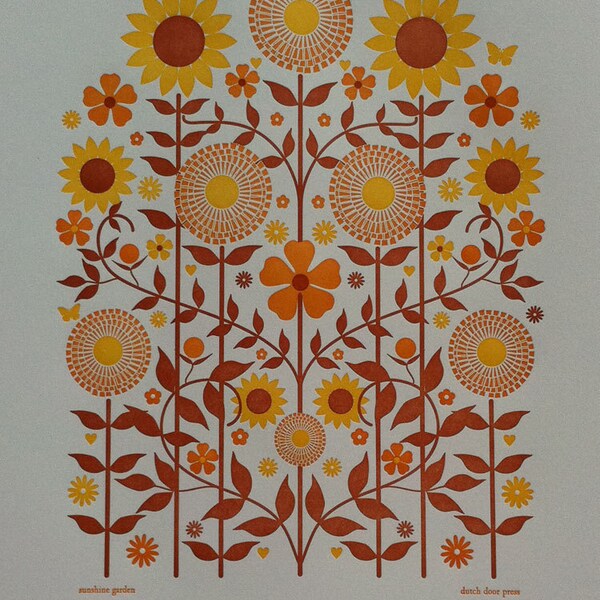 sunshine garden letterpress print