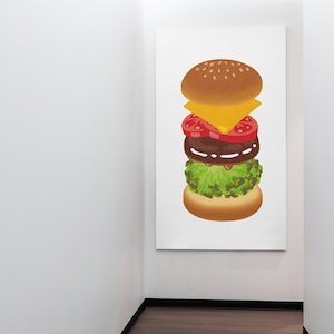 Digital Art / Burger Art / Wall Art / Burger / Prints / Printable / Simple / Home Decor / Bright / Food / Poster / Wallpaper