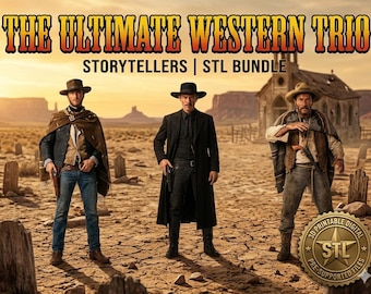 The Good, The Bad and The Ugly STL Bundle - 3 Western Movie Miniatures for 3D Printing - Tabletop Gaming Figures
