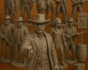 PACK Spaghetti Western 32mm STL Miniature Collection | 3D printable Wild West miniatures pack