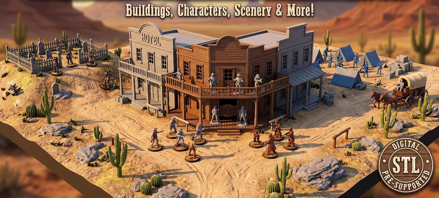 Wild West STL Bundle | Cowboy Miniatures + Town Buildings | Pre ...