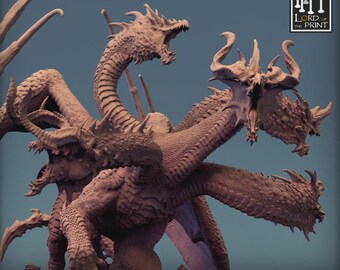 Tiamat Dragon Queen Miniature for D&D | 5 Headed Dragon | Resin Mini 28mm 32mm | Tabletop RPG | DnD BBEG Boss Monster | Chromatic Dragon