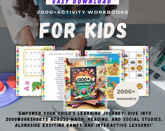 2000+ Kids' Educational Worksheets & Printables Bundle - Homeschool Learning Materials for Math, Reading, Writing - Instant Download