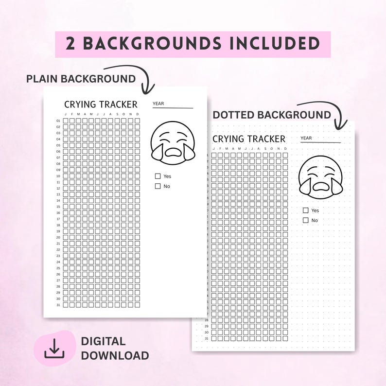 Year in Pixels Crying Tracker | Mood Mental Health Log (digital ...