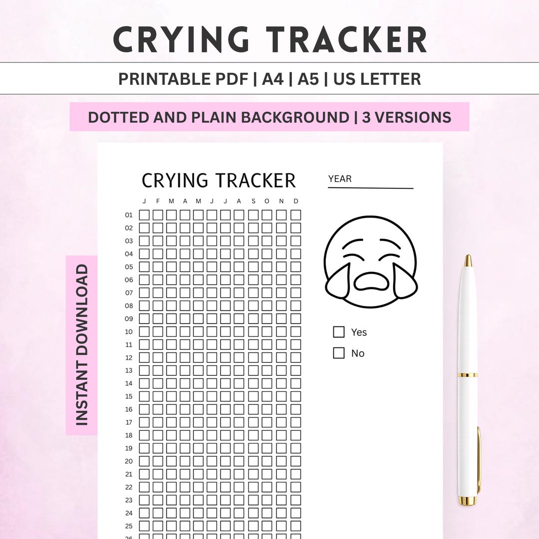 Year in Pixels Crying Tracker | Mood Mental Health Log (digital ...