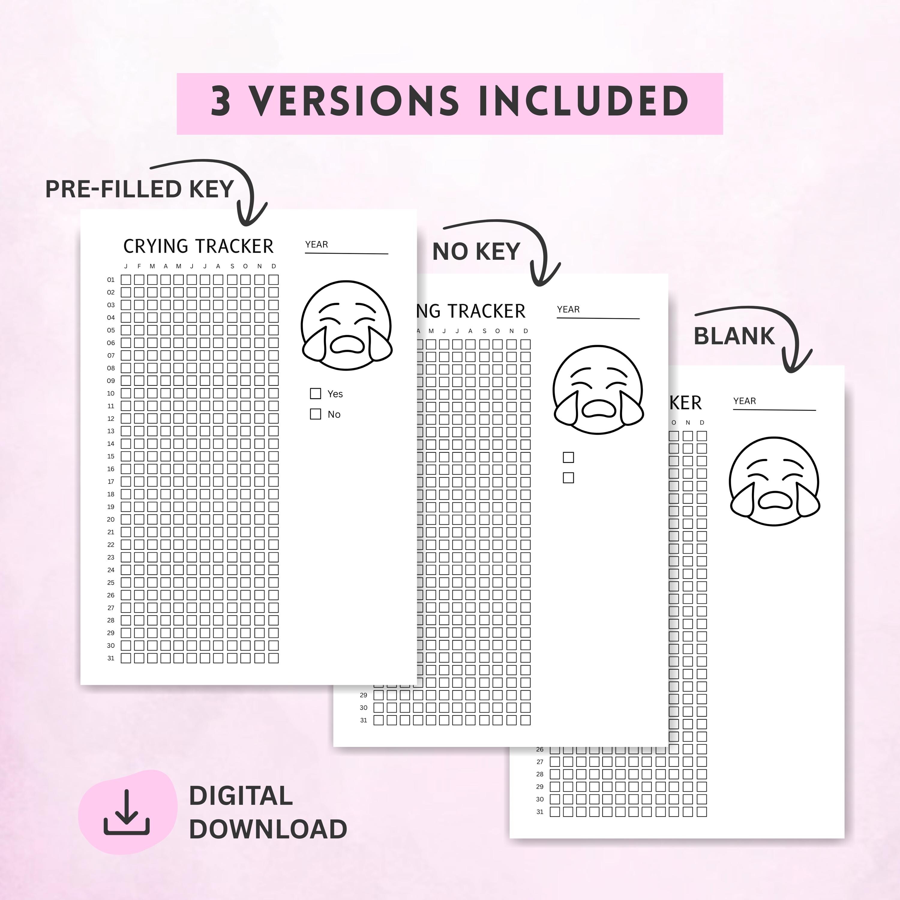 Year in Pixels Crying Tracker | Mood Mental Health Log (digital ...