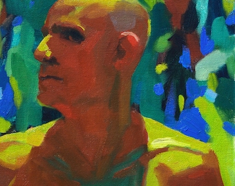 Satyr, figurative oil painting