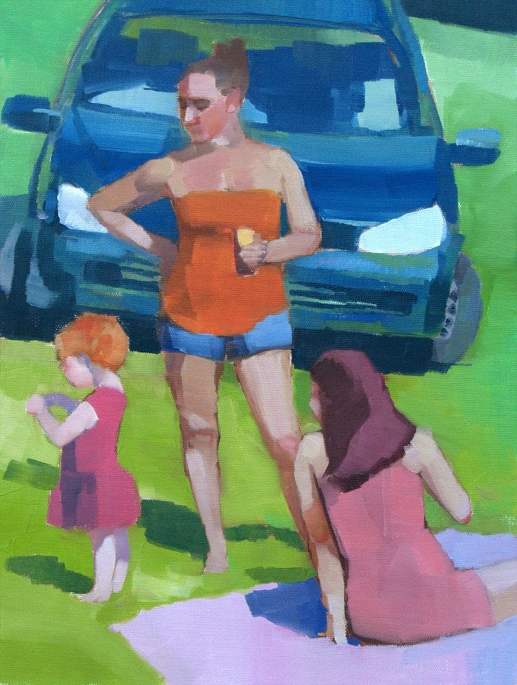 Picnic oil on canvas figurative art direct from artist Etsy