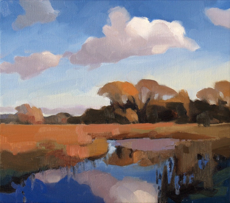 Late Hour, contemporary landscape. oil painting 30x34cm image 1