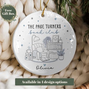 Personalized Book Club Ornament, Custom Book Group Ornament, Book Club Gift, Reading Ornament, Librarian Gift, Christmas Book Lover Gift Bild 1