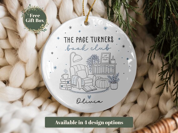 Personalized Book Club Ornament, Custom Book Group Ornament, Book Club Gift, Reading Ornament, Librarian Gift, Christmas Book Lover Gift