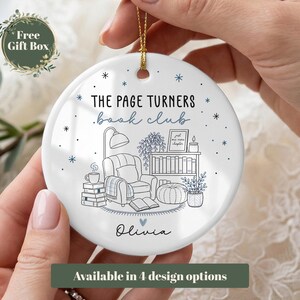 Personalized Book Club Ornament, Custom Book Group Ornament, Book Club Gift, Reading Ornament, Librarian Gift, Christmas Book Lover Gift Design 4