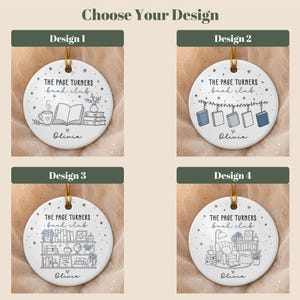 Personalized Book Club Ornament, Custom Book Group Ornament, Book Club Gift, Reading Ornament, Librarian Gift, Christmas Book Lover Gift Bild 2