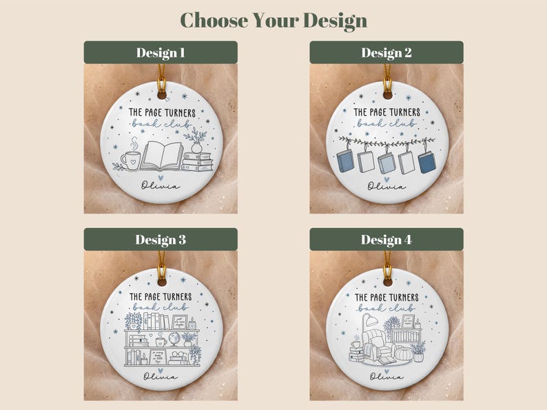 Personalized Book Club Ornament, Custom Book Group Ornament, Book Club Gift, Reading Ornament, Librarian Gift, Christmas Book Lover Gift Bild 2