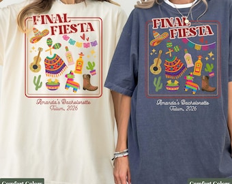 Custom Final Fiesta Bachelorette Shirt, Margs and Matrimony Tee, Tequila Bach Party, Mexico Bachelorette, Margarita Veil, Custom Bach Shirts