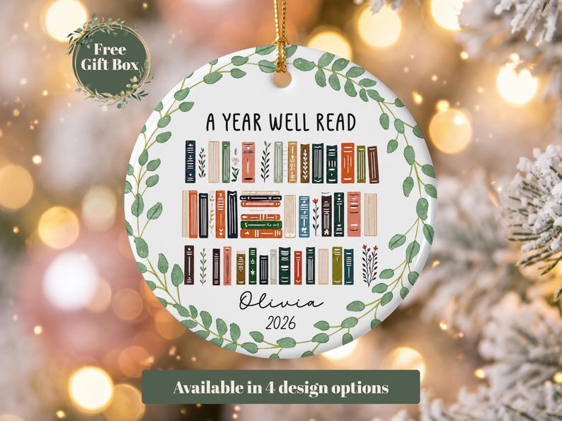 Adorno personalizado para amantes de los libros, adorno de libro a medida, regalo para club de lectura, adorno para lectores, regalo para amantes de los libros, regalo de lectura, regalo para bibliotecarios Design 2