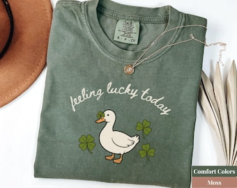 St Patricks Day Shirt, Shamrock Lucky Shirt, Funny Irish Shirt, St Paddys Day Outfit, Lucky Duck Shirt, St Patrick Day Gift, Irish Day Shirt
