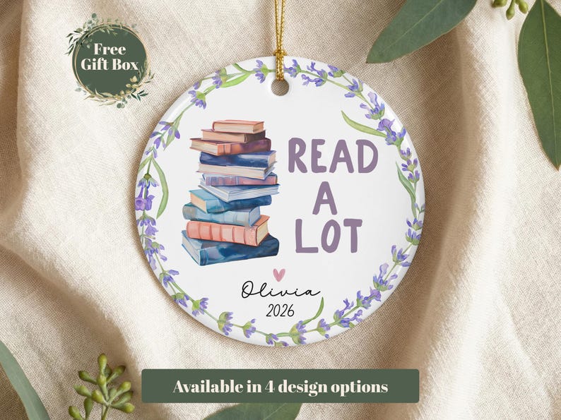 Adorno personalizado para amantes de los libros, adorno de libro a medida, regalo para club de lectura, adorno para lectores, regalo para amantes de los libros, regalo de lectura, regalo para bibliotecarios Design 3