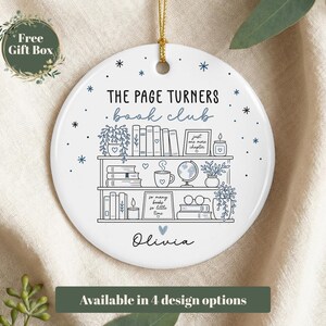 Personalized Book Club Ornament, Custom Book Group Ornament, Book Club Gift, Reading Ornament, Librarian Gift, Christmas Book Lover Gift Design 3