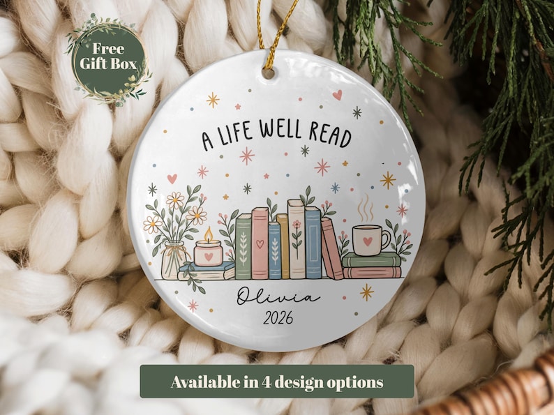 Adorno personalizado para amantes de los libros, adorno de libro a medida, regalo para club de lectura, adorno para lectores, regalo para amantes de los libros, regalo de lectura, regalo para bibliotecarios imagen 1