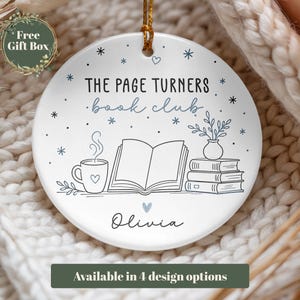 Personalized Book Club Ornament, Custom Book Group Ornament, Book Club Gift, Reading Ornament, Librarian Gift, Christmas Book Lover Gift Design 1
