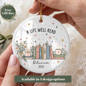 Adorno personalizado para amantes de los libros, adorno de libro a medida, regalo para club de lectura, adorno para lectores, regalo para amantes de los libros, regalo de lectura, regalo para bibliotecarios Design 4