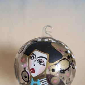 Vintage 1980's Glass Blown Ball Shaped Ornament G.Klimt Adele Bloch Bauer image 8