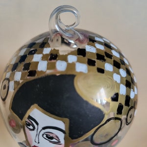 Vintage 1980's Glass Blown Ball Shaped Ornament G.Klimt Adele Bloch Bauer image 7