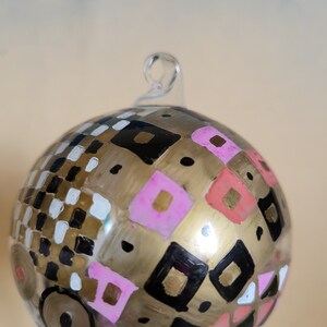 Vintage 1980's Glass Blown Ball Shaped Ornament G.Klimt Adele Bloch Bauer image 6