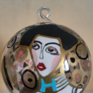 Vintage 1980's Glass Blown Ball Shaped Ornament G.Klimt Adele Bloch Bauer image 1