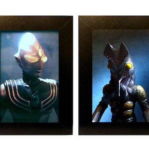 Framed Ultraman and Baltan Toy Photograph Set