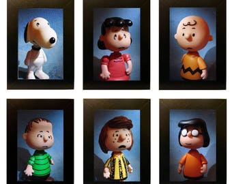 Framed Peanuts Toy Photos 4" x 6" Charlie Brown