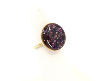 Handmade Amethyst Purple Ring, Composition Resin Ring, Handmade Purple Ring, Gift for Her, Handmade Solitaire Ring