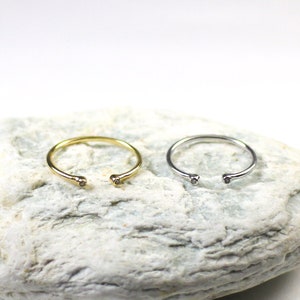 Two CZ Open Ring, Dainty Stacking Ring, Minimalist Ring, Tiny CZ Ring, Minimalist Ring, Simple Diamond Ring