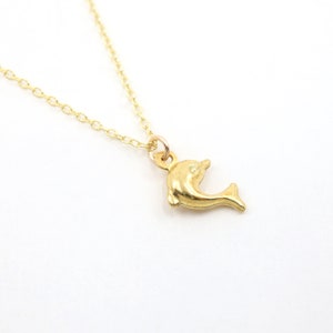 Gold | Silver Dainty Dolphin Charm Necklace, Dolphin Minimalist Necklace, Dainty Animal Necklace, Handmade Necklace