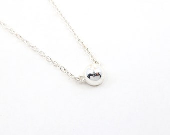 Silver Dainty Tiny Round Necklace, Tiny Round Minimalist Necklace, Dainty Dot Necklace, Handmade Necklace