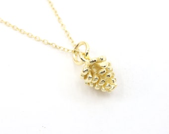 Gold | Silver Pine Cone Necklace, Pine Cone Minimalist Necklace, Dainty Cute Necklace, Handmade Necklace