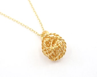 Gold | Silver Knitting Ball Necklace, Tiny Knitting Ball Charm Minimalist Necklace, Dainty Cute Yarn Ball Necklace, Handmade Necklace