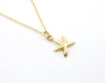 Gold | Silver Dainty Starfish Charm Necklace, Sea stars Minimalist Necklace, Dainty Animal Necklace, Handmade Necklace