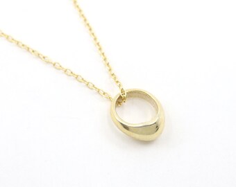 Gold | Silver Dainty Ring Necklace, Tiny Hollow Circle Minimalist Necklace, Dainty Cute Circle Necklace, Handmade Necklace