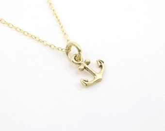 Gold | Silver Dainty Anchor Charm Necklace, Boat Anchor Minimalist Necklace, Dainty Sea Necklace, Handmade Necklace