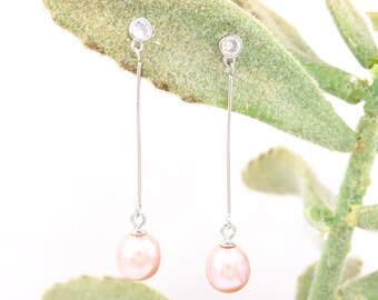 Freshwater Pearl Drop Earrings, Gift for Her, Gift for Mom, Pearl Earrings, Silver Earrings, Dangling Earrings