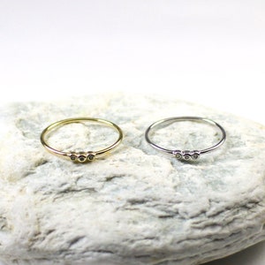 Three Tiny CZ Ring, Dainty Stacking Ring, Minimalist Ring, Tiny CZ Ring, Minimalist Ring, Simple Diamond Ring
