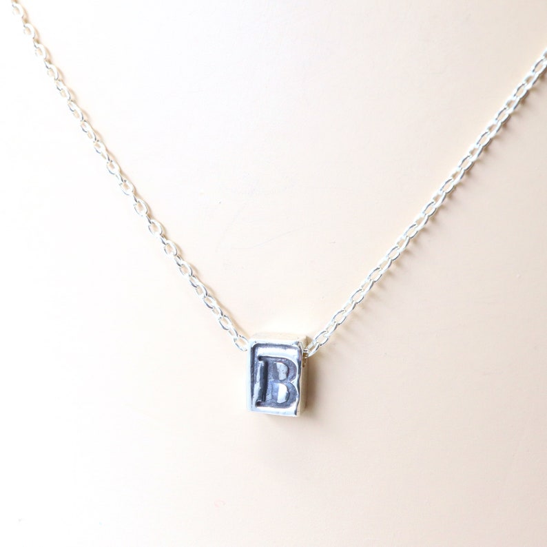 Silver Initial Letter Necklace, Uppercase Initial Necklace, Capital Letter Initial Necklace, Personalized Jewelry, Dainty Necklace image 1