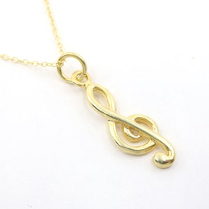 Gold | Silver Clef Charm Necklace, Tiny Music Charm Minimalist Necklace, Dainty Cute Musical Necklace, Handmade Necklace